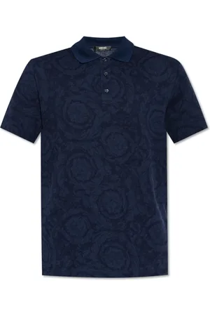 VERSACE Top, Herre, Blå, S, Bomuld, Polo med Vbarocco mønster