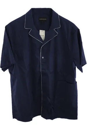 Emporio Armani Skjorte, Herre, Blå, M, Bomuld, Blå bomuldsskjorte med frontlomme