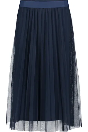 Betty & Co Nederdel, Dame, Blå, 2XL, Uld, Midi nederdel med plissering