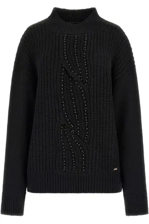 Guess Strik, Dame, Sort, S, Uld, Sort Perle Detaljer Sweater