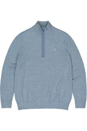 Butcher of Blue Strik, Herre, Blå, L, Uld, Blå Pullover Lt Clifden Half Zip