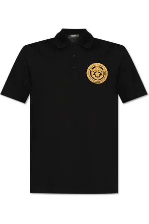 VERSACE Top, Herre, Sort, L, Bomuld, Polo med broderet logo