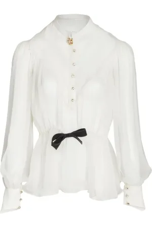 Giambattista Valli Bluser & Skjorter, Dame, Hvid, S, Ivory Bluse med Stil 1102