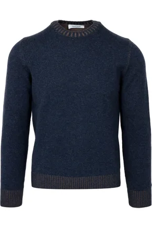 Gran Sasso Strik, Herre, Blå, 2XL, Uld, Luksus Uldblanding Sweater