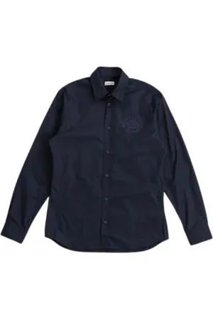 Burberry Skjorte, Herre, Blå, XL, Bomuld, Navy Cotton Popeline Langærmet Skjorte