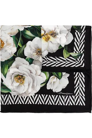 Dolce & Gabbana Tilbehør, Dame, Sort, ONE SIZE, Uld, Silketørklæde med blomstermotiv