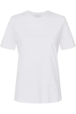 Elisabetta Franchi Top, Dame, Hvid, XL, Bomuld, Broderet Logo Jersey T-shirt