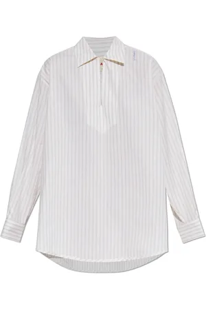 Marni Bluser & Skjorter, Dame, Hvid, XS, Bomuld, Oversize Top med Stribet Mønster