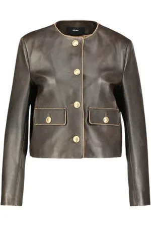 arma leder Jakke, Dame, Brun, XS, Læder, Vintage læderjakke med knaplukning