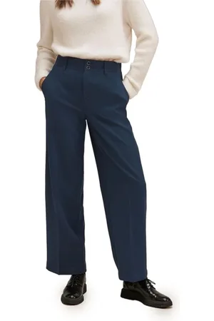 Street one Bukser, Dame, Blå, L L32, Polyester, Blå Polyester Regular Fit Bukser