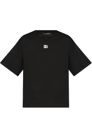 Dolce & Gabbana Top, Dame, Sort, S, Bomuld, T-shirt med broderet logo