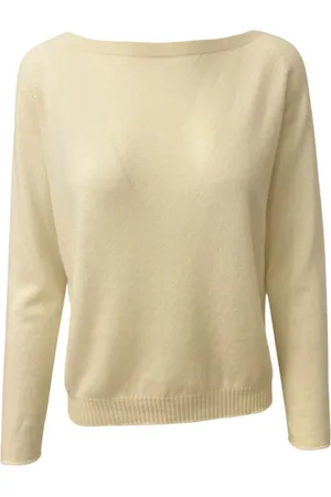 Gran Sasso Strik, Dame, Hvid, XS, Cashmere, Kashmir Bådhals Pullover Fløde