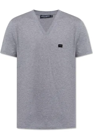 Dolce & Gabbana Top, Herre, Grå, M, Bomuld, V-hals T-shirt