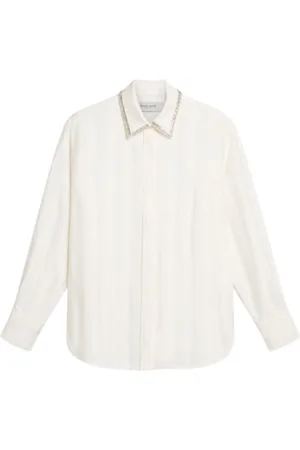 Golden Goose Bluser & Skjorter, Dame, Hvid, M, Bomuld, Hvid viskose skjorte med krystaldetalje