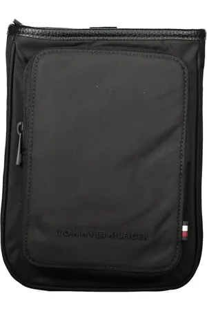 Tommy Hilfiger Taske, Herre, Sort, ONE SIZE, Uld, Sort Skuldertaske med Lynlås Lukning