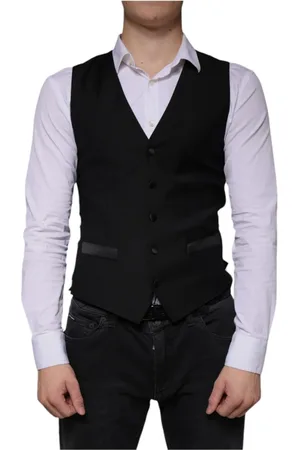 Dolce & Gabbana Jakkesæt, Herre, Sort, XS, Uld, Sort uldvest kjole formel vest