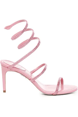 RENE CAOVILLA Sko, Dame, Lyserød, 37 1/2 EU, Læder, Rosa Læder Sandaler Made in Italy