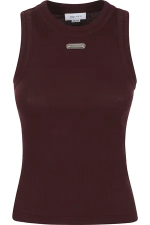 Alexander McQueen Top, Dame, Rød, S, Bomuld, Rød Ribstrikket Topbeklædning