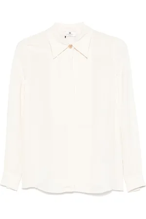 Elisabetta Franchi Bluser & Skjorter, Dame, , L, Uld, Stilfuld Skjorte 193 Burro