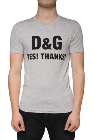 Dolce & Gabbana Top, Herre, Grå, XS, Grå Logo Print Crewneck T-shirt