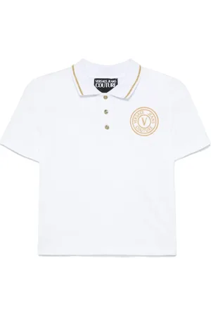 VERSACE Top, Dame, Hvid, L, Bomuld, Bianco E Oro T-shirts & Polos