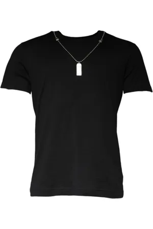Dolce & Gabbana Top, Herre, Sort, 3XL, Bomuld, Sort Bomuld T-shirt med Halskæde Pynt