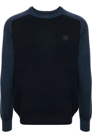 Etro Strik, Herre, Blå, S, Uld, Blåt Bicolor Uld Sweater