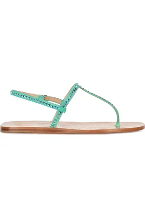 EDDY DANIELE Sko, Dame, Blå, 36 EU, Suede, Suede Swarovski Sandaler med Ankelrem