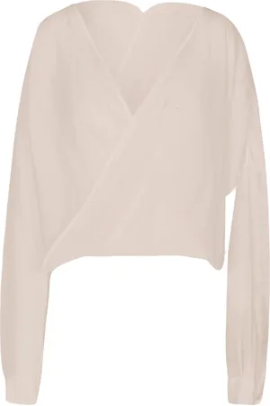 Jucca Bluser & Skjorter, Dame, Lyserød, S, Bomuld, V-hals bluse i bomuld silke blanding