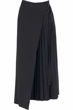 ISABEL BENENATO Nederdel, Dame, Sort, 2XS, Uld, Sort Asymmetrisk Plisseret Nederdel Dw64 01