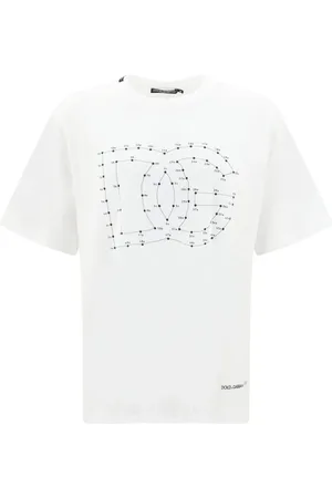 Dolce & Gabbana Top, Herre, Hvid, L, Bomuld, Ikons bomuldst-shirt med Maxi-logo