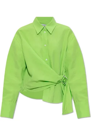 J.W.Anderson Bluser & Skjorter, Dame, Grøn, S, Linned, Skjorte med Applikation