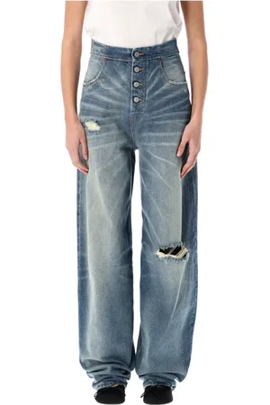 Maison Margiela Jeans, Dame, Blå, W27, Denim, Blå Denim Wide Leg Jeans
