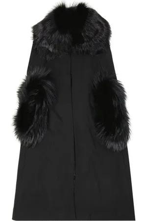 Dolce & Gabbana Jakke, Dame, Sort, XS, Uld, Sort Pels Lang Frakke Kvinders Mode