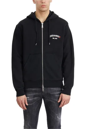 Dsquared2 Sweathshirts & Hoodies, Herre, Sort, M, Uld, Hættetrøje med lynlås