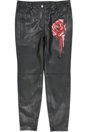 Moschino Bukser, Dame, Sort, M, Læder, Sorte Læderbukser Aw24