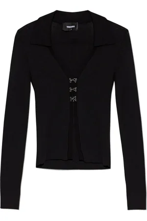 Dsquared2 Strik, Dame, Sort, M, Bomuld, Ribstrikket Cardigan