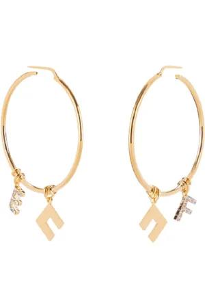 Elisabetta Franchi Tilbehør, Dame, Gul, ONE SIZE, Uld, Guld Hoop Øreringe med Charms
