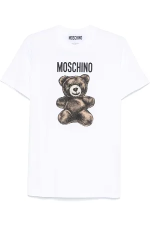 Moschino Top, Dame, Hvid, XS, Bomuld, Teddy Bear Logo Print T-shirt Hvid