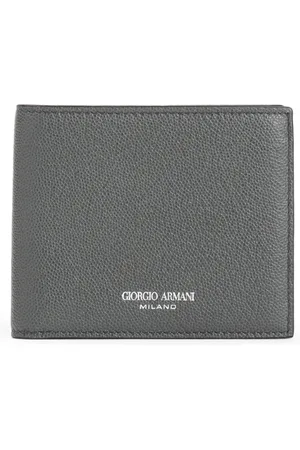Giorgio Armani Tilbehør, Herre, Grå, ONE SIZE, Læder, Bi-Fold Pung i Jade Grøn