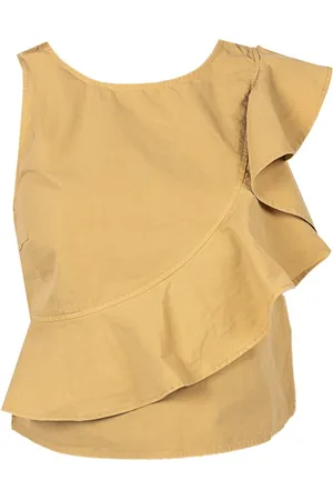 Pinko Top, Dame, Gul, 3XS, Elegant Asymmetrisk Bluse