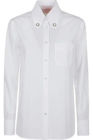 VALENTINO GARAVANI Bluser & Skjorter, Dame, Hvid, S, Bomuld, Solid Hvid Skjorte Klassisk Stil