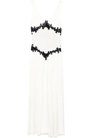 GABRIELA HEARST Kjole, Dame, Hvid, 2XS, Elegant Highland Dress i Ivory Black