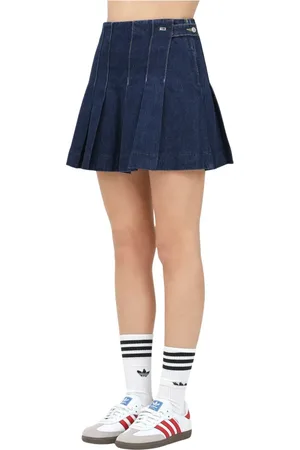 Tommy Hilfiger Nederdel, Dame, Blå, XS, Denim, Mørkeblå Denim Plisseret Nederdel