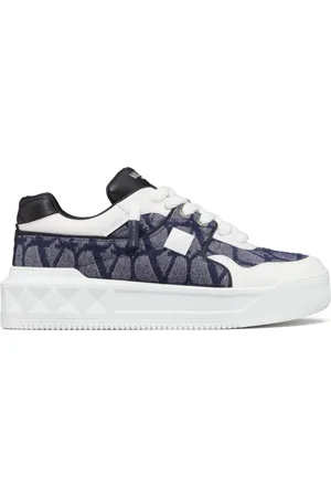 VALENTINO GARAVANI Sko, Herre, Blå, 45 EU, Hvide Sneakers Luksus Stil