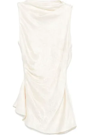 Alexander McQueen Top, Dame, Hvid, M, Ærmeløs Beige Top med Mock Hals