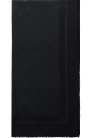 Elisabetta Franchi Tilbehør, Dame, Sort, ONE SIZE, Sort Jacquard Diamant Tørklæde