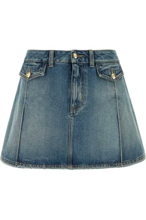 Alexander McQueen Nederdel, Dame, Blå, 2XS, Uld, Stilfuld Denim Mini Nederdel
