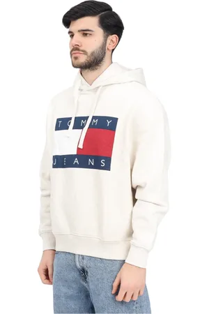 Tommy Hilfiger Sweathshirts & Hoodies, Herre, , M, Bomuld, Creme Hættetrøje Mélange Afslappet Look