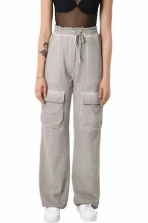 LA HAINE INSIDE US Bukser, Dame, , S, Bomuld, Sand Wide-Cut Cargo Bukser Fleece